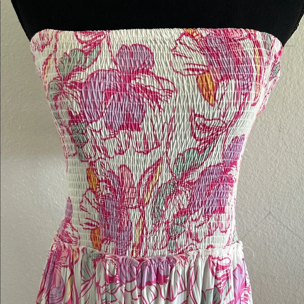 Anthropologie Abel The Label Azalea Elegant Strapless Floral Dress - Picture 2 of 7